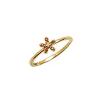 14k gold grey&orange diamond flower ring - LODAGOLD