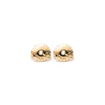 14k gold diamond moon stud earrings w.pearl - LODAGOLD