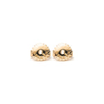 14k gold cognac Diamond Stud Heart Earrings - LODAGOLD