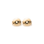 14k gold black diamond flower stud Earrings - LODAGOLD