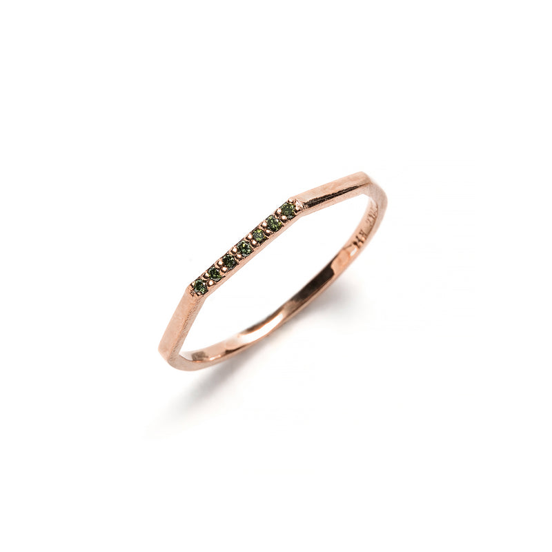 14k gold green diamond ring - LODAGOLD