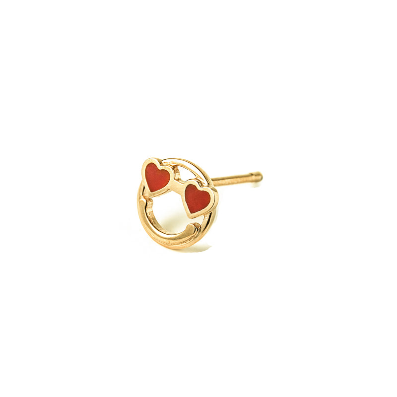 14k gold heart Emoji stud single earring - LODAGOLD