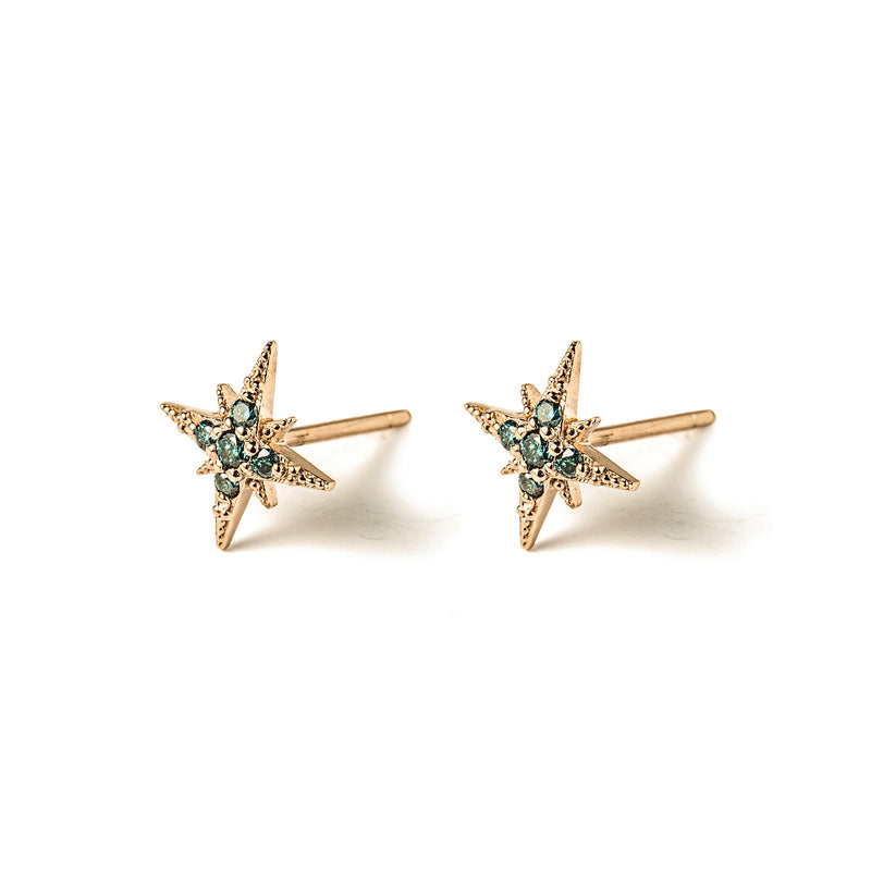 14K Gold Starburst Diamond Earrings 14K Gold