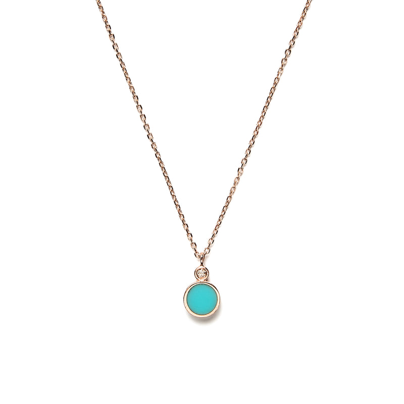 14k gold diamond&turquoise inlay necklace - LODAGOLD