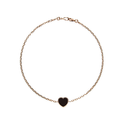 14k gold onyx heart bracelet - LODAGOLD