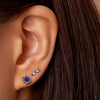 14k gold lapis lazuli flower earrings - LODAGOLD