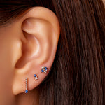 14k gold sapphire&diamonds bar earrings - LODAGOLD