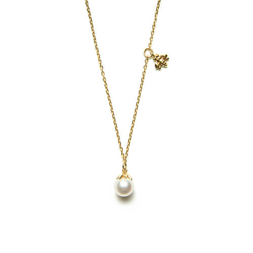 14k gold pearl bee Necklace - LODAGOLD