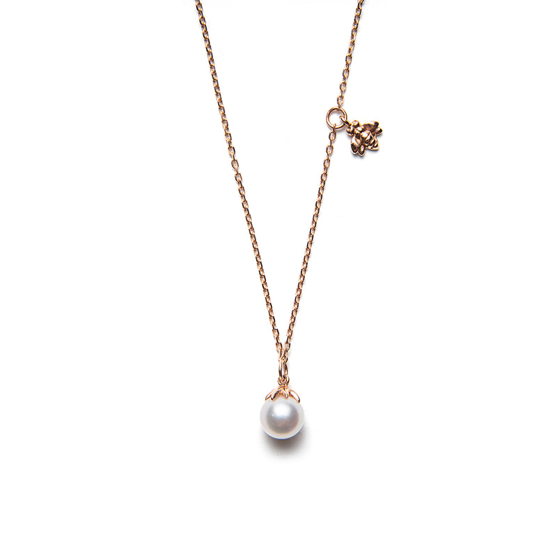 14k gold pearl bee Necklace - LODAGOLD