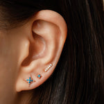 14k gold blue diamond stud single Earring. - LODAGOLD