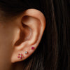 14k gold ruby&grey diamond flower piercing - LODAGOLD
