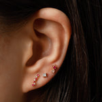 14k gold ruby&grey dia constellation stud earrings - LODAGOLD