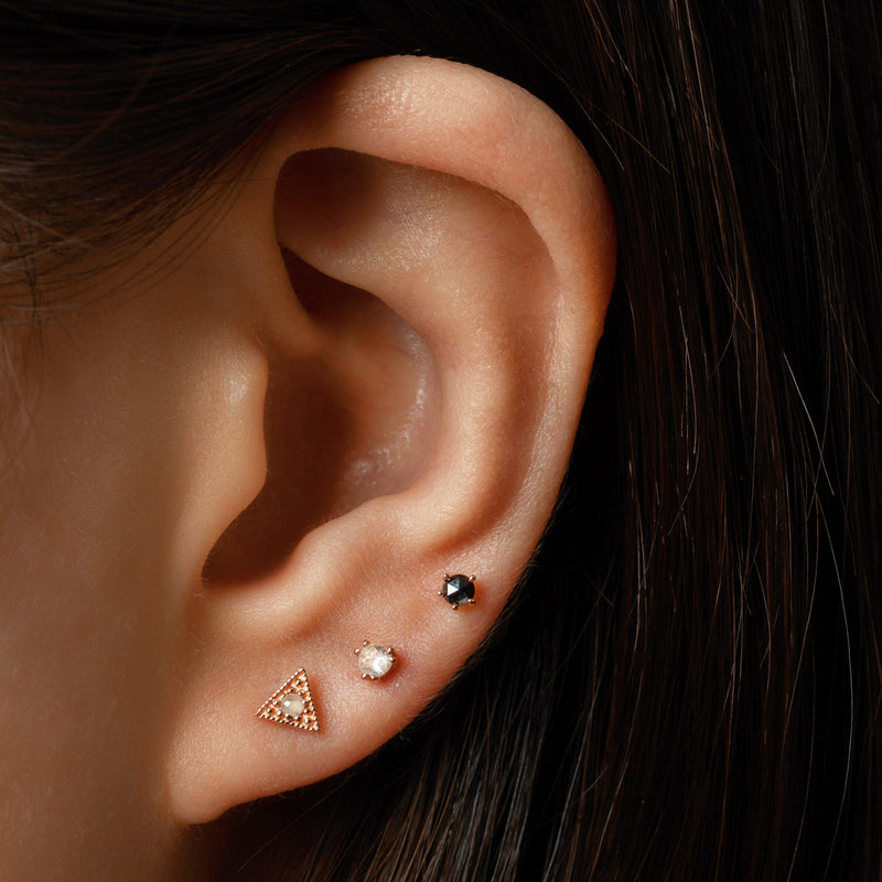 14k gold grey diamond Triangle Earrings - LODAGOLD