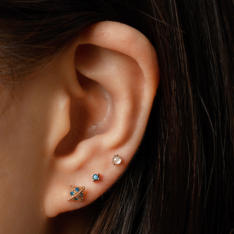14k gold blue diamonds earrings - LODAGOLD