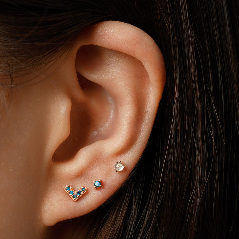 14k gold Blue diamond heart piercing - LODAGOLD