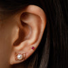 14k gold pearl&ruby butterfly single earring - LODAGOLD