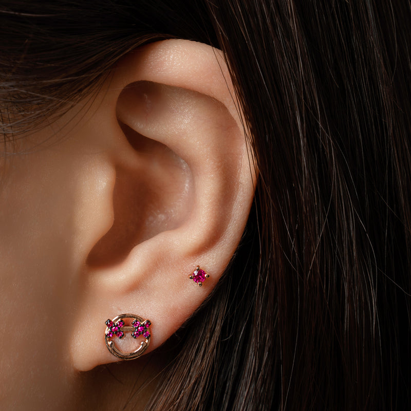14k gold Ruby Emoji single stud earring - LODAGOLD
