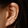 14k gold moon blue&grey diamond stud earrings - LODAGOLD
