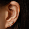 14k gold diamond moon stud earrings w.pearl - LODAGOLD