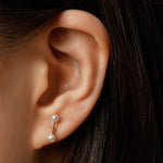 14k gold bar w/pave and pearls stud earrings - LODAGOLD