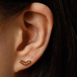 14k gold blue diamond heart earrings - LODAGOLD