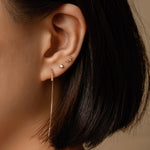 14k gold grey diamond drop earrings - LODAGOLD