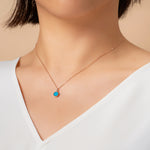 14k gold diamond&turquoise inlay necklace - LODAGOLD