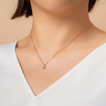 14k gold grey&blue diamond flower necklace - LODAGOLD