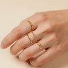 14k gold Moon&Star yellow&grey diamond Cuff Ring - LODAGOLD