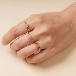 14k gold Sapphire&diamond double heart ring - LODAGOLD
