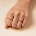 14k gold blue diamond T ring - LODAGOLD