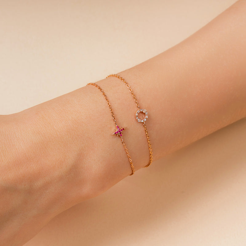 14k gold rubies starburst bracelet - LODAGOLD