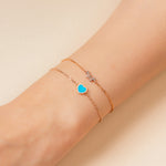 14k gold heart turquoise bracelet - LODAGOLD