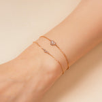 14k gold grey diamond heart bracelet - LODAGOLD