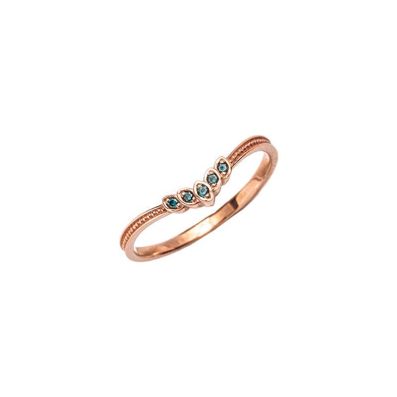 14k gold blue diamond angel Ring - LODAGOLD