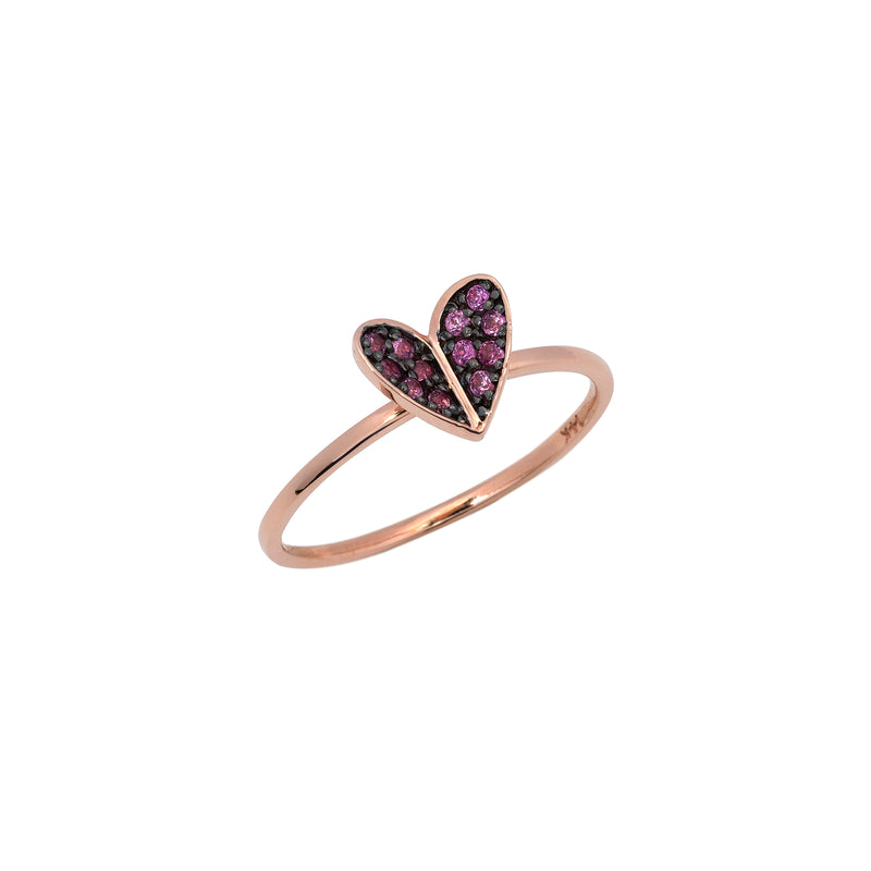 14k rose gold heart pink Sapphire ring - LODAGOLD