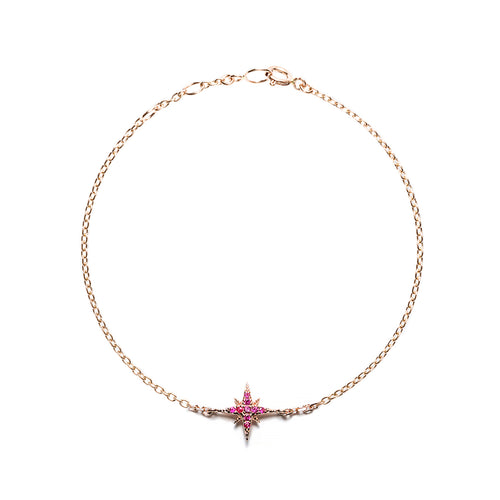 14k gold rubies starburst bracelet - LODAGOLD