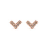 14k gold cognac Diamond Stud Heart Earrings - LODAGOLD