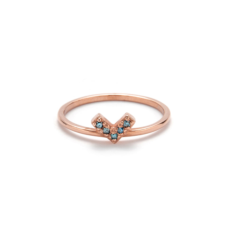 14k gold Blue diamond Heart ring - LODAGOLD