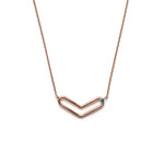14k gold heart blue diamond Necklace - LODAGOLD