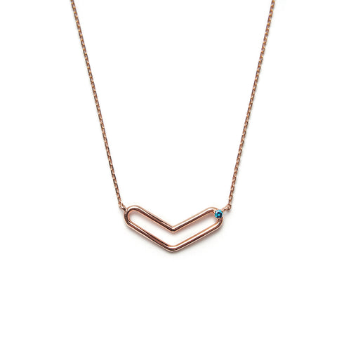 14k gold heart blue diamond Necklace - LODAGOLD