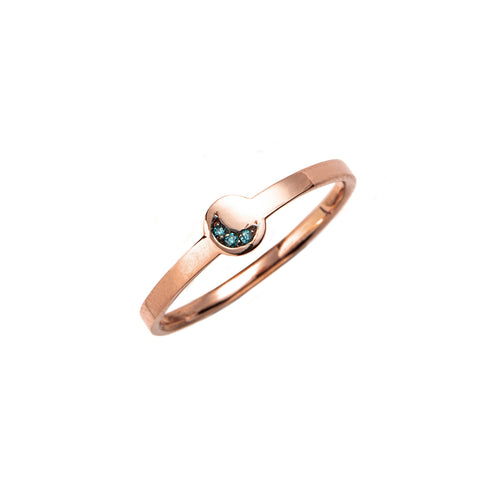 14k gold blue diamond moon ring - LODAGOLD