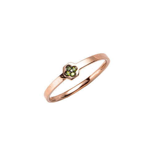 14k gold green diamond clover ring - LODAGOLD