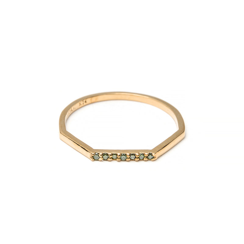 14k gold green diamond ring - LODAGOLD