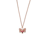 14k gold pearl&ruby bee Necklace - LODAGOLD