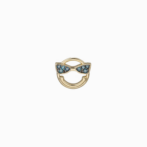 14k gold Blue Dia  Emoji single stud Earring - LODAGOLD