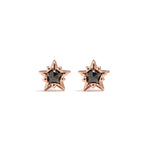 14k gold black diamond star stud earrings - LODAGOLD