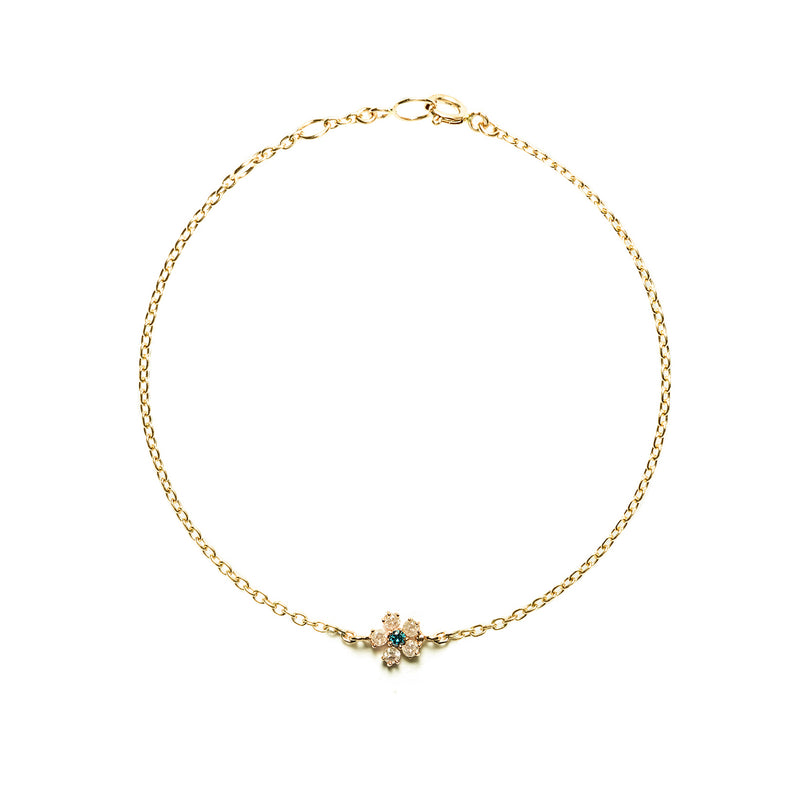 14k gold grey&blue diamond flower bracelet - LODAGOLD