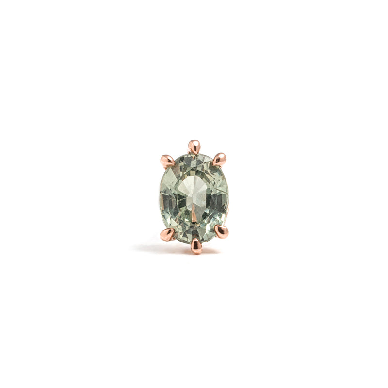 14k gold oval green sapphire piercing - LODAGOLD