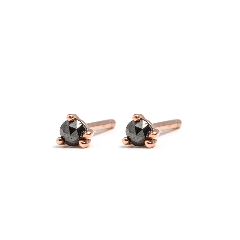 14k gold black diamond stud earrings - LODAGOLD